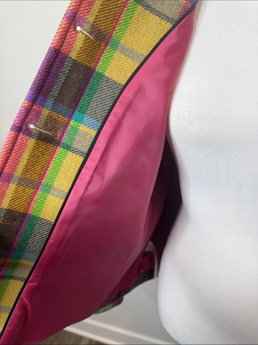 Boden Multi-Color Plaid Button Front Jacket Wool Made In Italy Size 16 - Picture 11 of 13